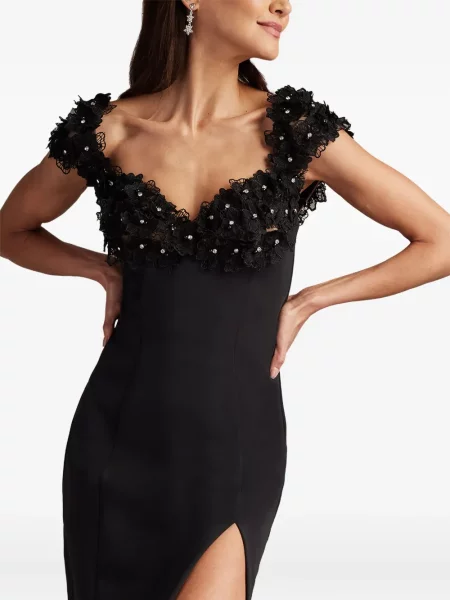 Rochie Tadashi Shoji cu model floral din dantelă de costum negru