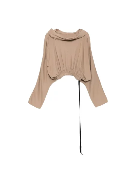 Krótka bluza z kapturem Rick Owens z kapturem beżowa