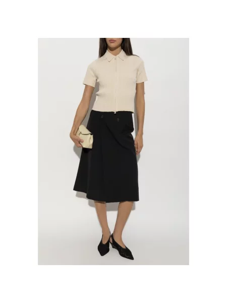 Sweter Victoria Beckham z krótkim rękawem beżowy