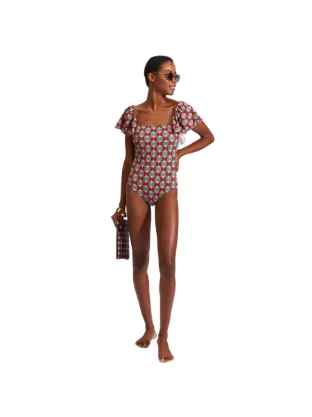 Strój kąpielowy La Doublej z falbankami różowy