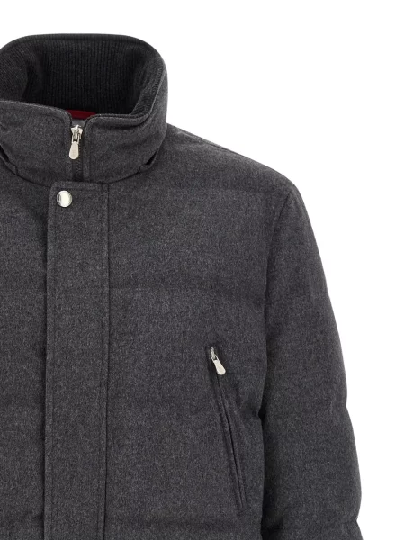 Matlasat geacă parka Brunello Cucinelli de lână gri