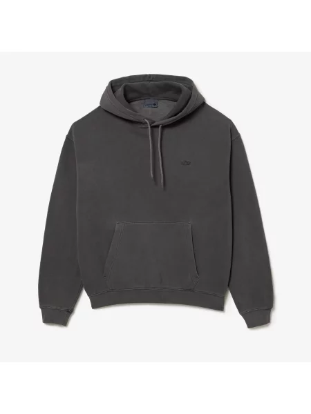 Lacoste Bluza Z Kapturem Loose Fit Cotton Fleece szara