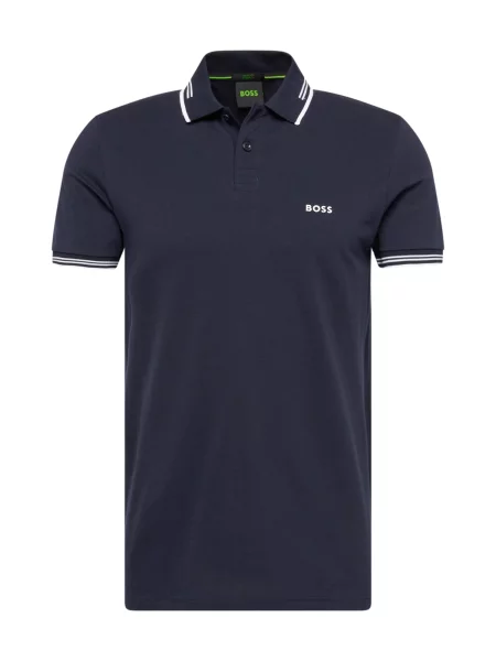 BOSS Tricou Paul albastru închis / alb verde