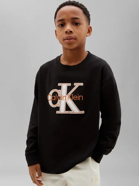 Calvin Klein Jeans dukserica za djecu od pamuka crna