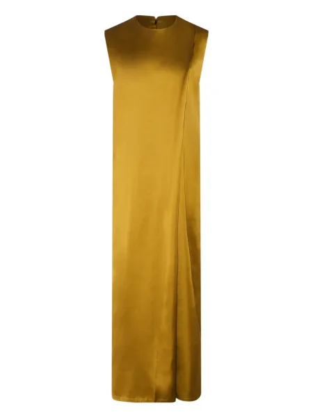 Rochie maxi Yves Salomon din satin de costum auriu