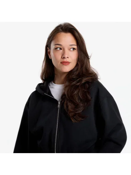 Суитшърт Urban Classics Fluffy Cropped Zip Hoodie Black L черно