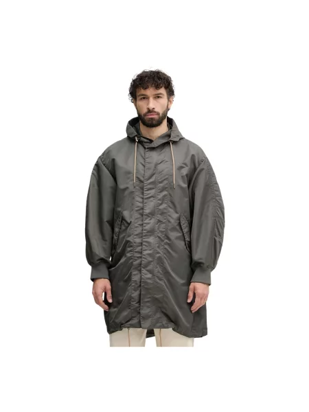 Lniana parka Armani Exchange dwurzędowa zielona