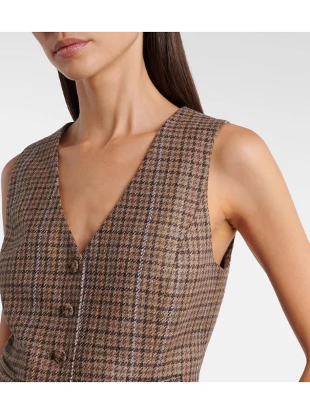 Vestă Gabriela Hearst de lână cu model pepito maro