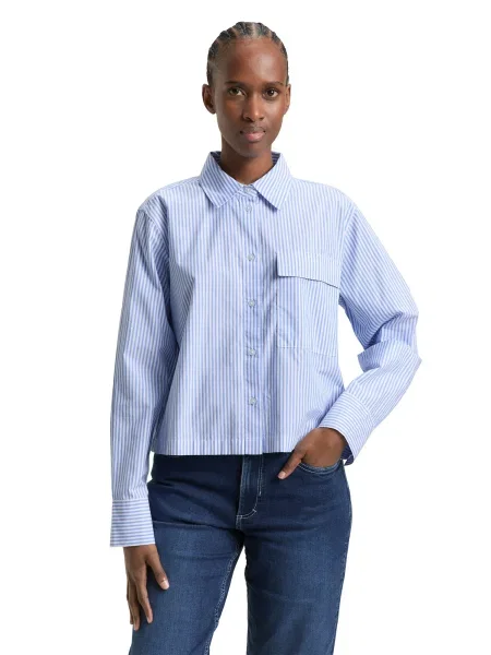 TOM TAILOR DENIM Bluză albastru alb