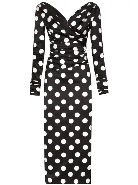 Rochie Dolce & Gabbana din satin cu buline cu imagine negru