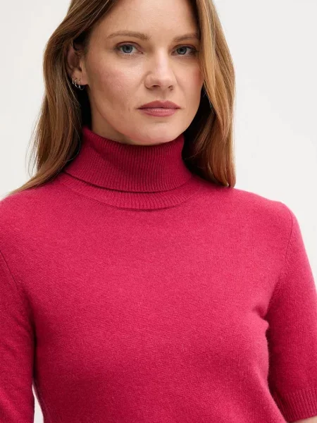 Дитячий светр з додаванням вовни United Colors of Benetton легкий гольф рожевий