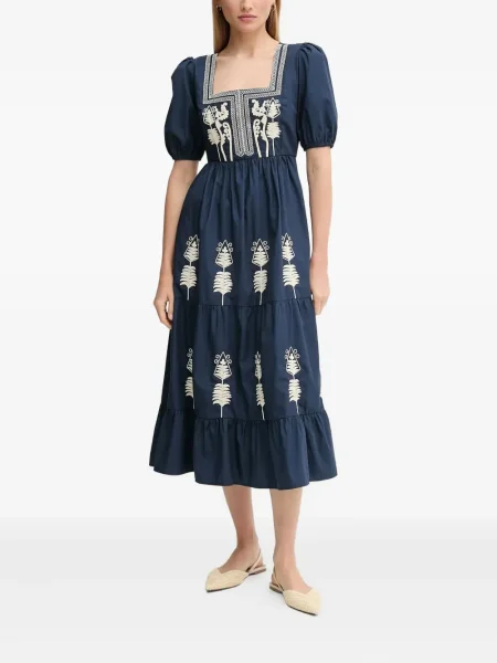 Rochie midi Hoss Intropia cu broderie până la genunchi de costum albastru