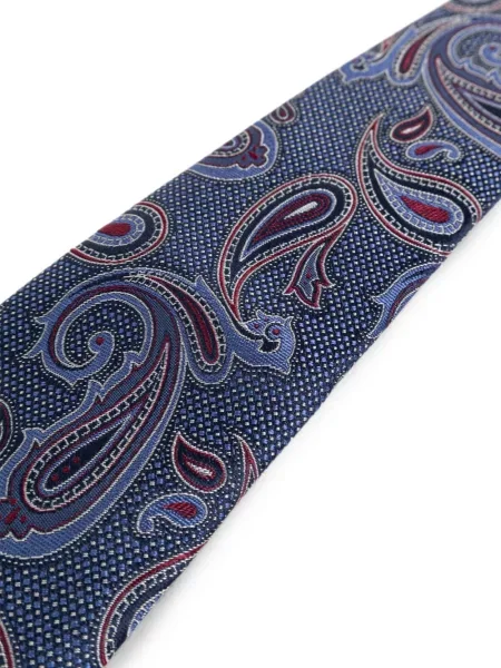 Cravată Etro de mătase cu model paisley albastru