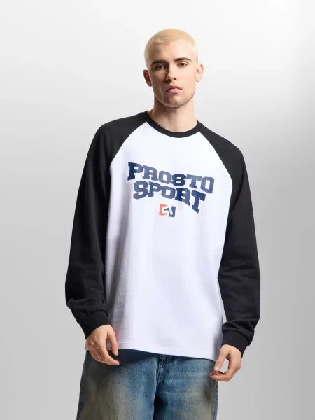 Koszulka sportowa Prosto Raglan Harvard z długim rękawem biała