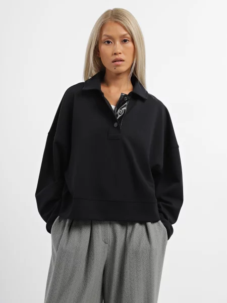 Світшот Emporio Armani темно-синій поліестер/віскоза синій