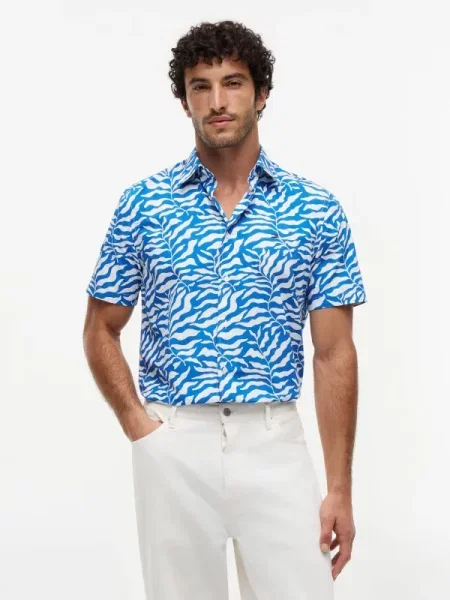Tommy Hilfiger Cămașă PAPERTOUCH PALM albastru