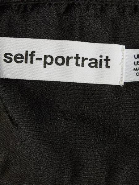 Top Self-portrait din dantelă negru