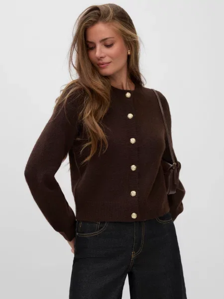 VERO MODA Geacă tricotată VMHAZEL ciocolatiu