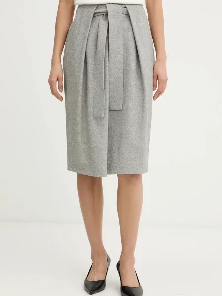 BOSS fustă cu lână Vakava gri