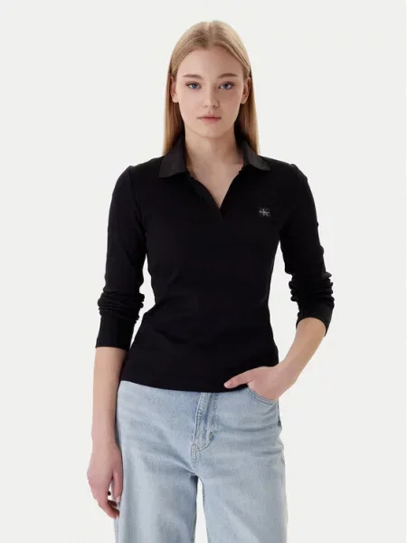 Majica z dolgimi rokavi Calvin Klein črna