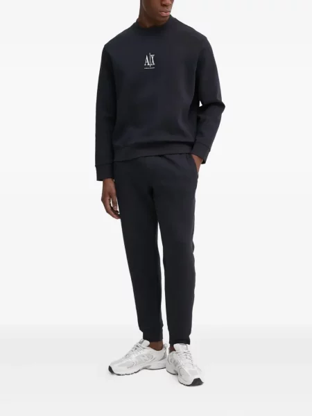 Pantaloni Armani Exchange alergare cu autograf albastru