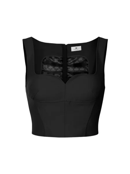 Top Elisabetta Franchi z krepy czarny