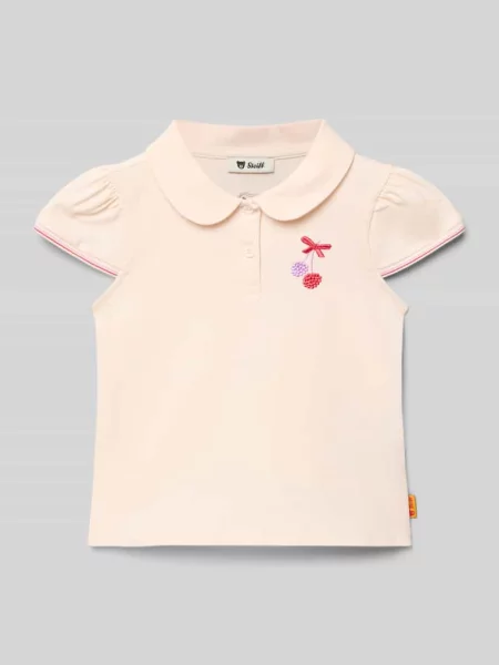 T-shirt z wyhaftowanym motywem i kołnierzykiem polo Steiff różowa