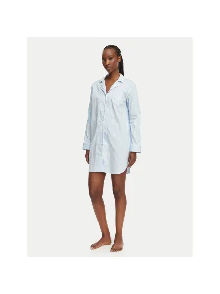 LAUREN RALPH LAUREN Nočna srajca Svetlo Relaxed Fit modra