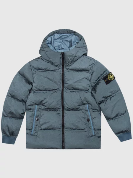 Дитячий пуховик з патчем логотипа Stone Island зелений