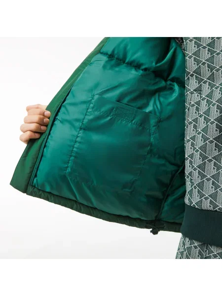 Lacoste Pikowana Wodoodporna Krótka Kurtka zielona