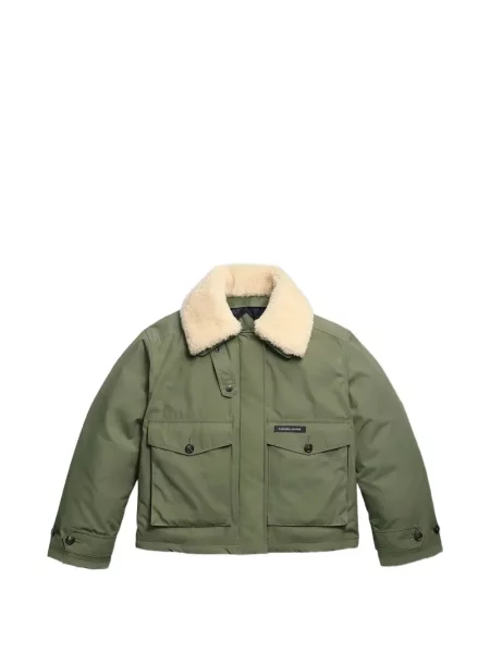 Gulerat geacă Canada Goose din piele de oaie verde