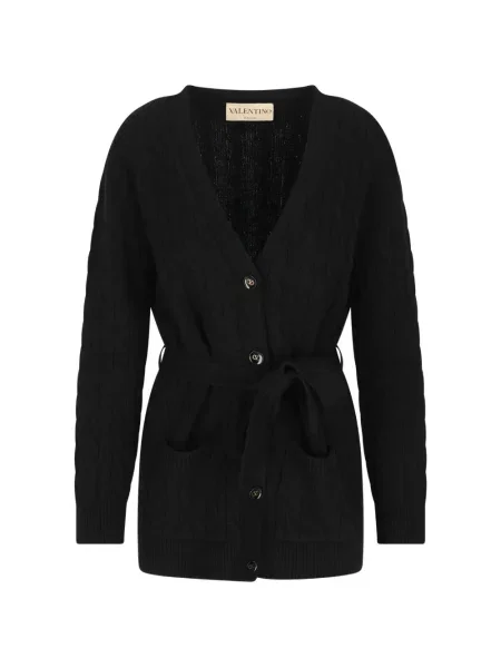 Cu centură cardigan Valentino Garavani tricotate negru