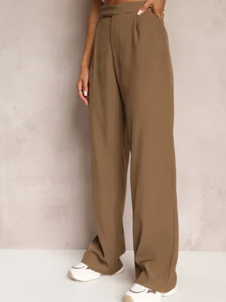 Pantaloni largi cu închidere pe cârlig Brutris maro