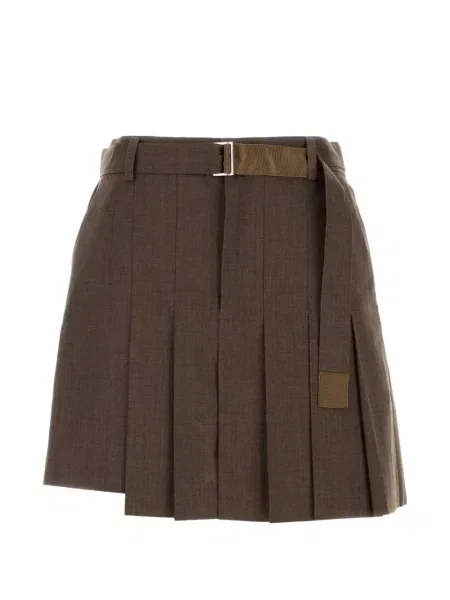 Pantaloni scurți Sacai asimetrice maro