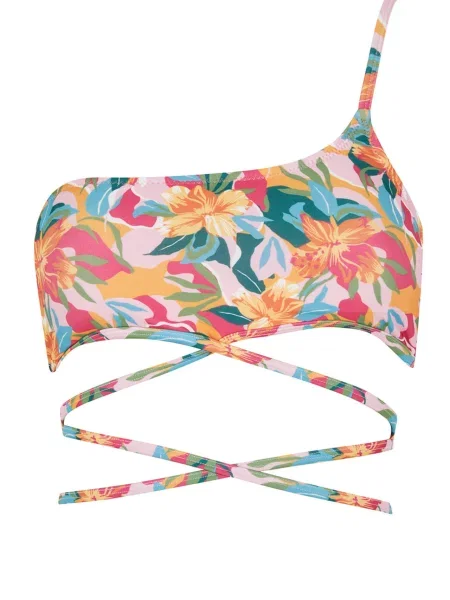 Top Defacto w kwiatki z nadrukiem na jednym ramieniu szary