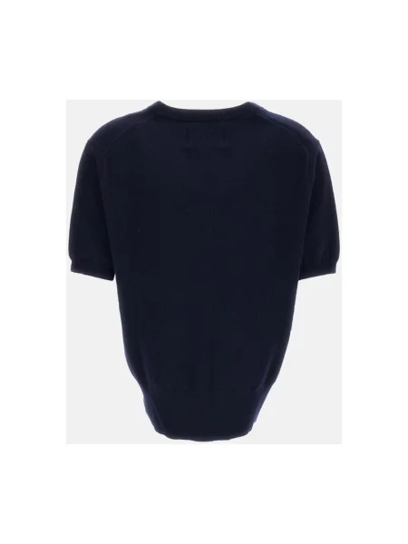 Krótki sweter Extreme Cashmere z kaszmiru z dekoltem w serek niebieski
