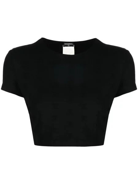 Top Chanel Pre-owned s autogramem černý