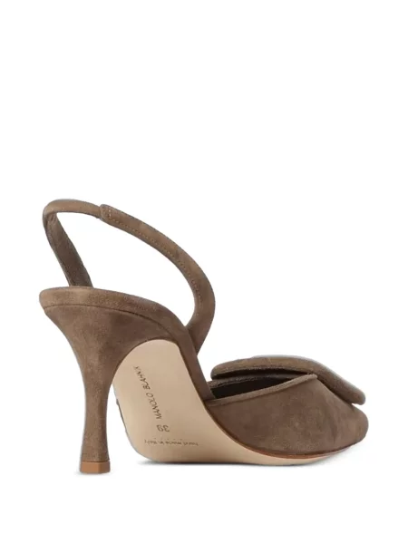 Csatos nyitott sarkú körömcipő Manolo Blahnik barna