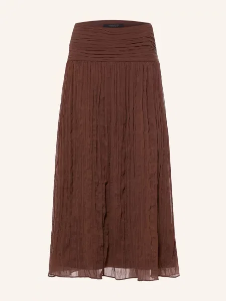 Allsaints Sukně Asal tmavě hnědá