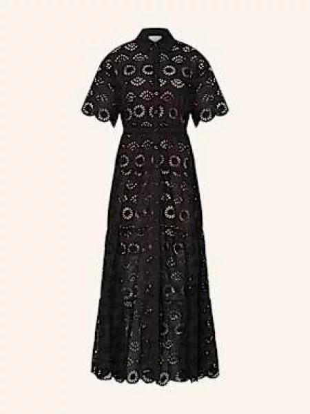 Miss June Sukienka Z Dziurkowanej Koronki schwarz czarna