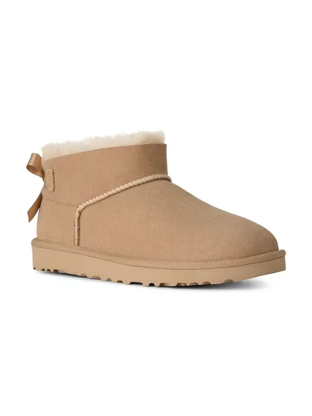 Pantofi Ugg cu funde din piele bej