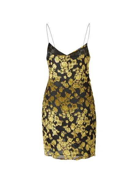 Rochie mini Balmain cu model floral drapată negru