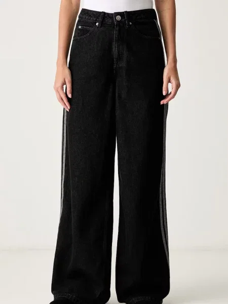 Adidas Originals blugi wide leg pentru femei negru