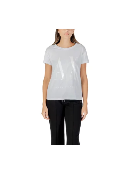 Koszulka Armani Exchange z nadrukiem z okrągłym dekoltem casual biała