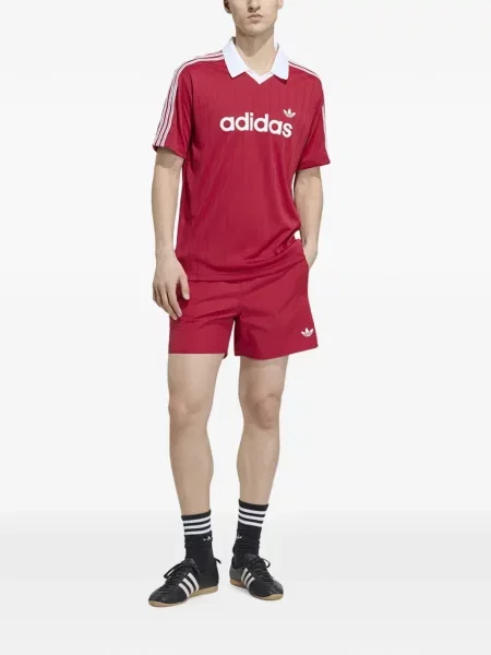Pantaloni Adidas alergare din jerseu roșu