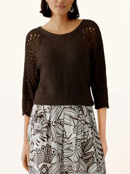 Oui Svetr S Rukávy tmavě hnědá