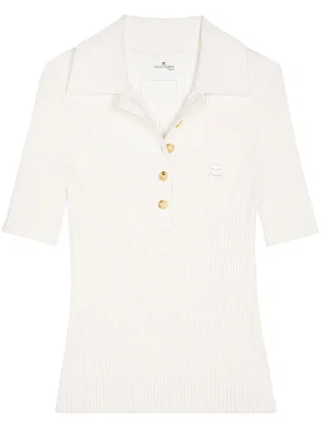Pulover Courreges cu broderie alb