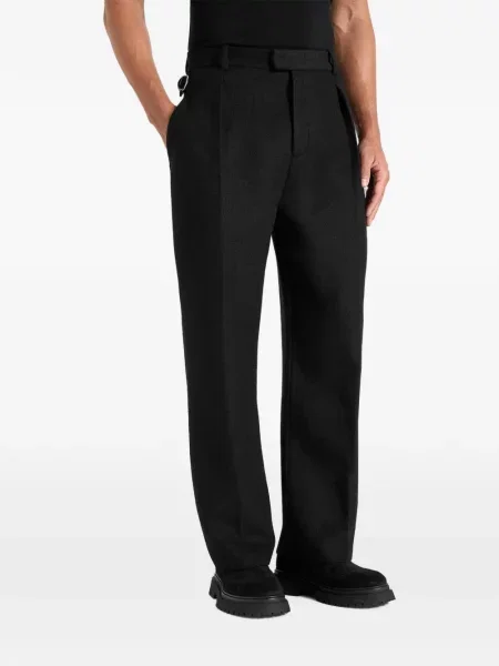 Pantaloni Manière De Voir de lână cu model herringbone negru