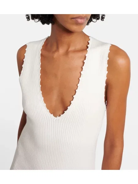 Rochie midi Ganni de costum cu nervuri alb