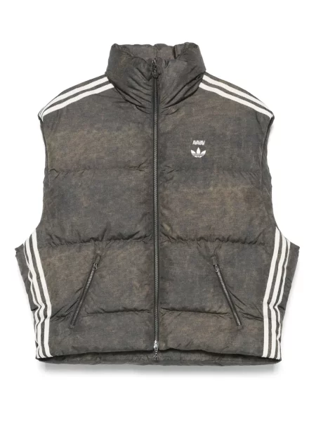 Satynowa koszulka Adidas w paski ocieplana niebieska